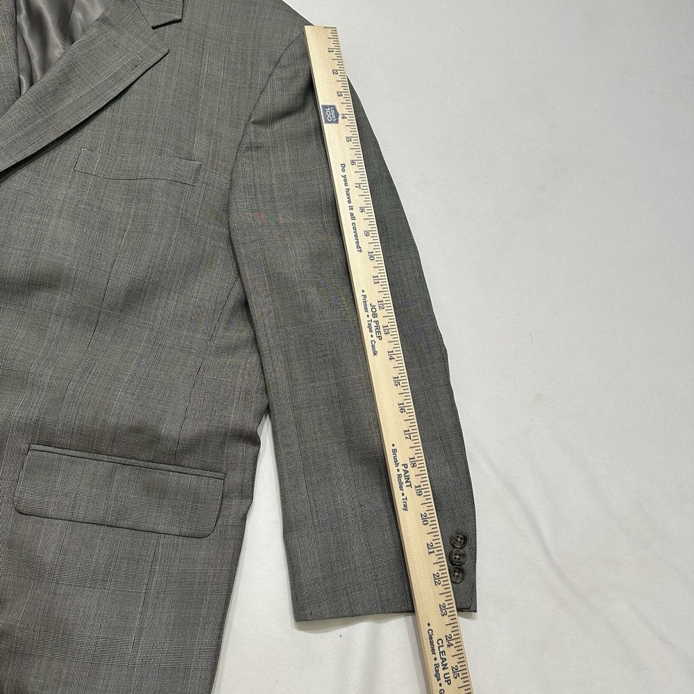 Jos. A. Bank Gray Check Wool Men's Blazer 48 Regular Single-Breasted Two-Button - Picture 10 of 15